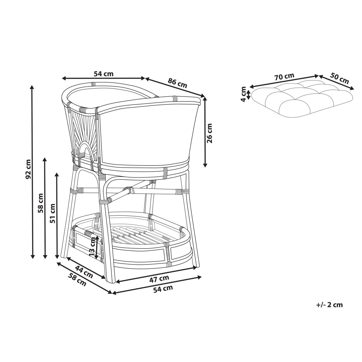 Łóżeczko dziecięce rattanowe jasne LAGRASSE
