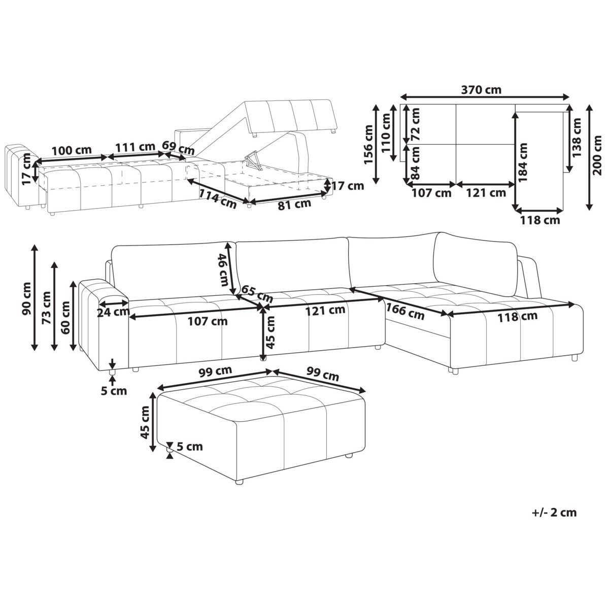 Narożnik rozkładany INNVIK Zielony dla 4 osób Lewostronny