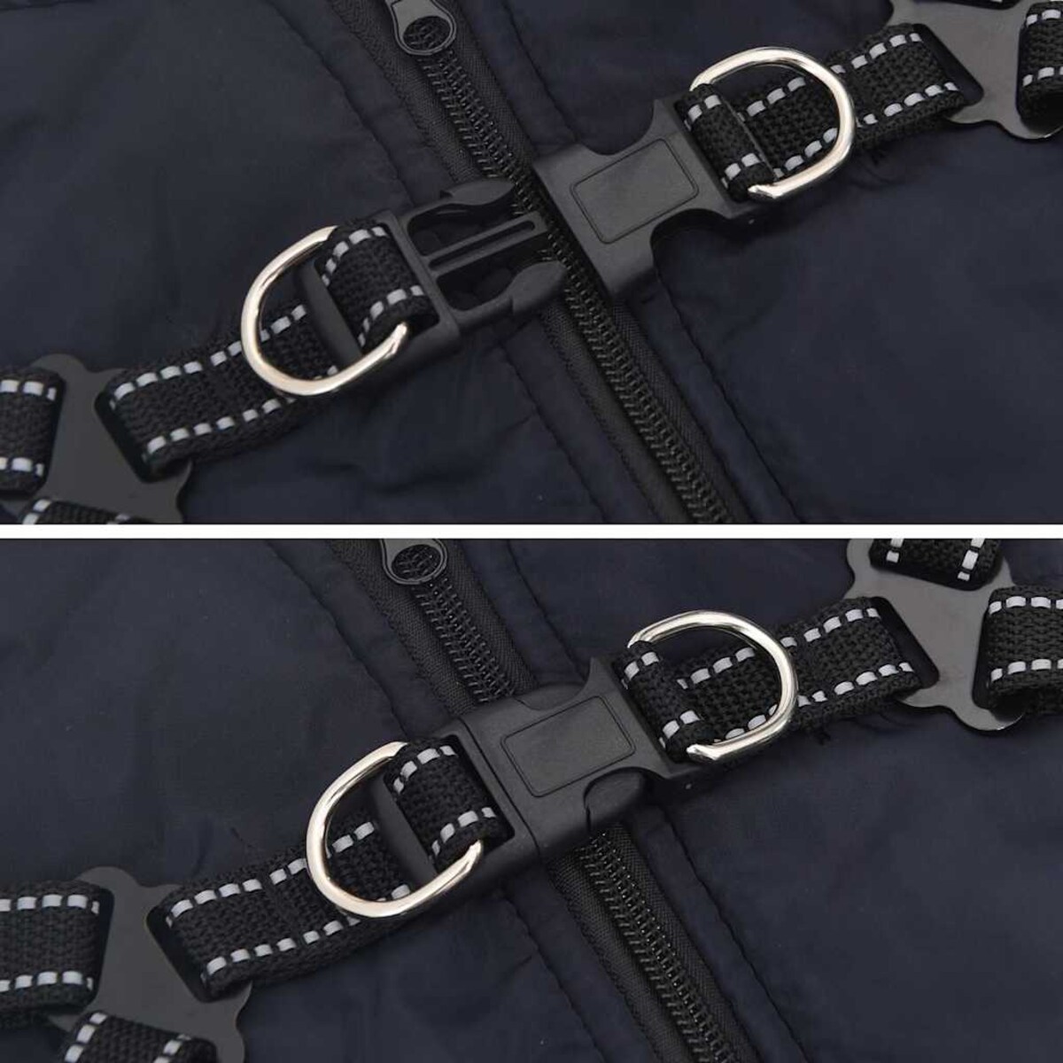 vidaXL Płaszcz dla psa z szelkami, wodoodporny, granatowy, L36