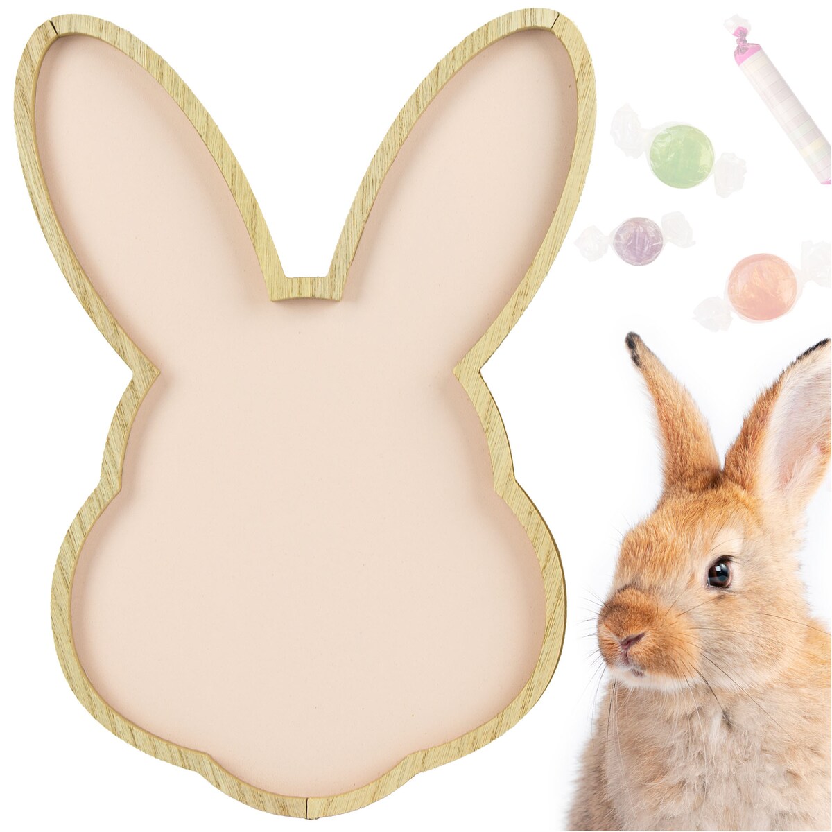 Podstawka Wielkanocna Tacka Zając Królik Dekoracja Różowy 30,5X21,5 Cm