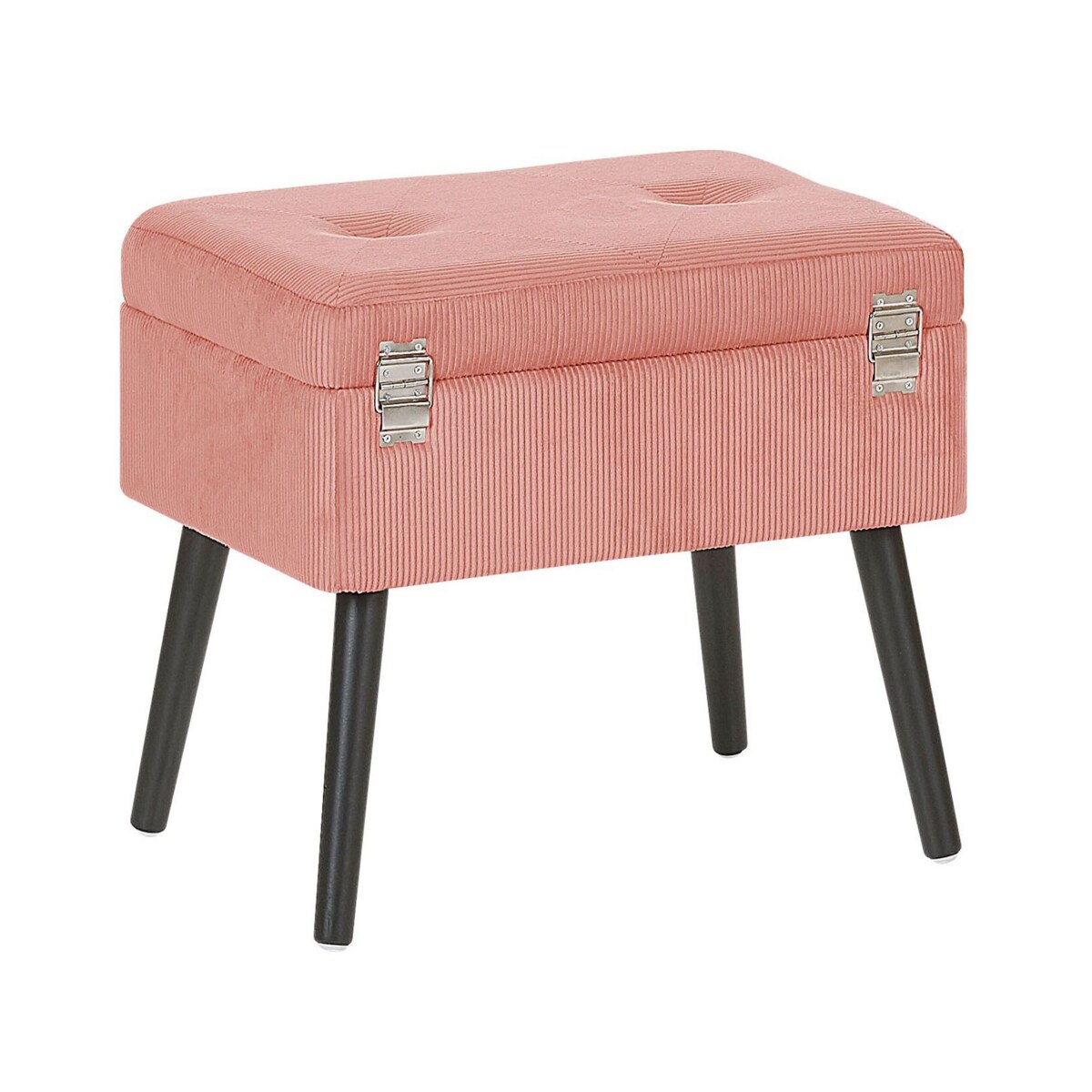 Stołek ze schowkiem sztruksowy różowy MALLARD