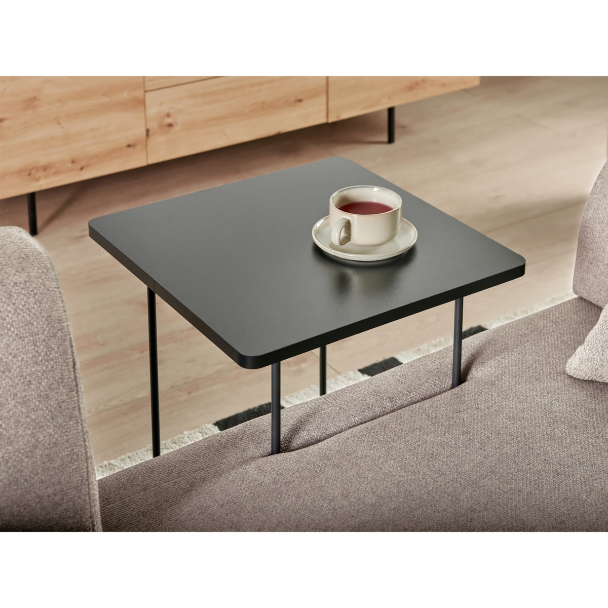 Sofa ze stolikami brązowa SOKNA