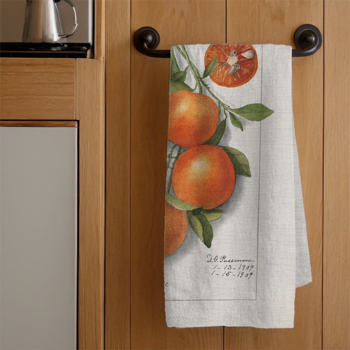 Lniana ścierka kuchenna - Gałąź pomarańczy