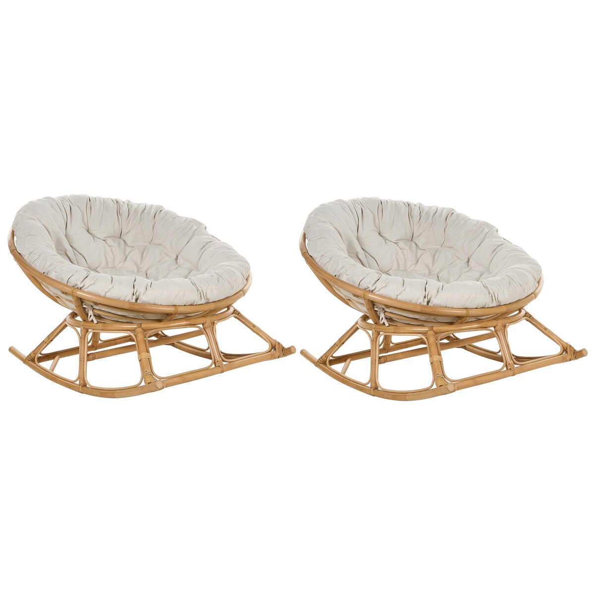 Zestaw 2 foteli bujanych ORVIETO Rattan Naturalny