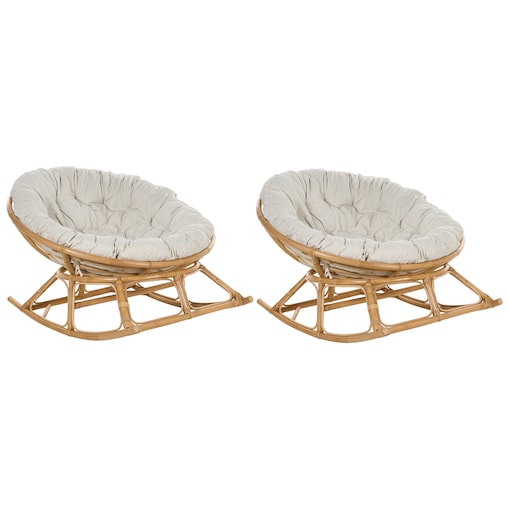 Zestaw 2 foteli bujanych ORVIETO Rattan Naturalny