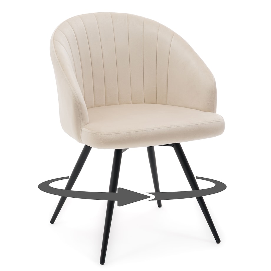 Krzesło tapicerowane obrotowe welurowe do salonu MODENA beżowe