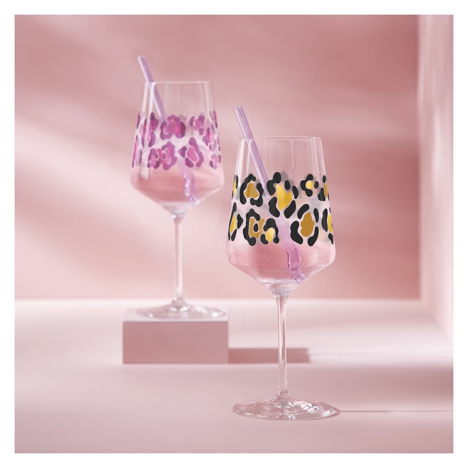 Ritzenhoff Kieliszek kryształowy Cocktail wzór panterki złoty, czarny 544 ml ilustrator: A. Vasconcelos