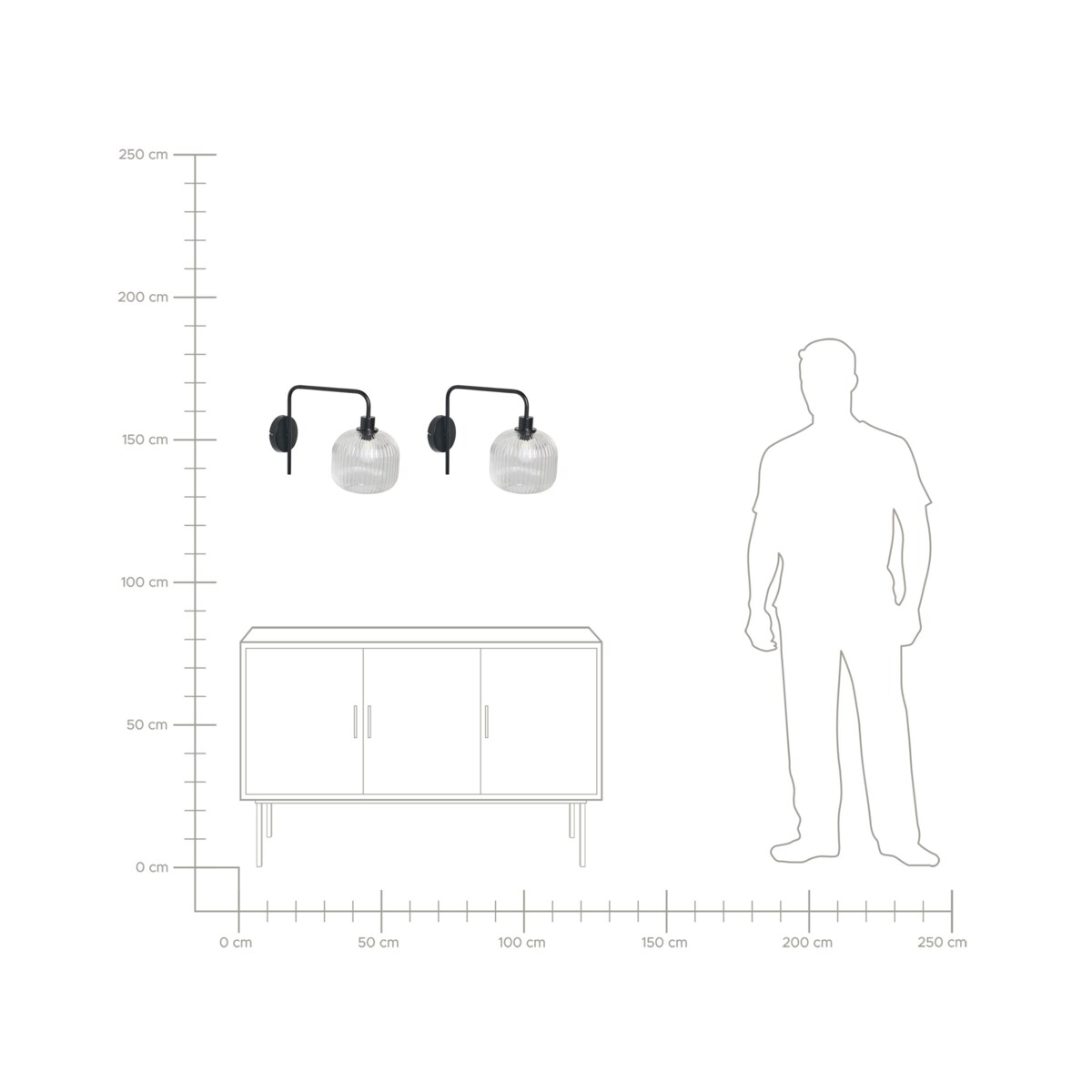 Zestaw 2 lamp ściennych COMAPALA Metal Czarny