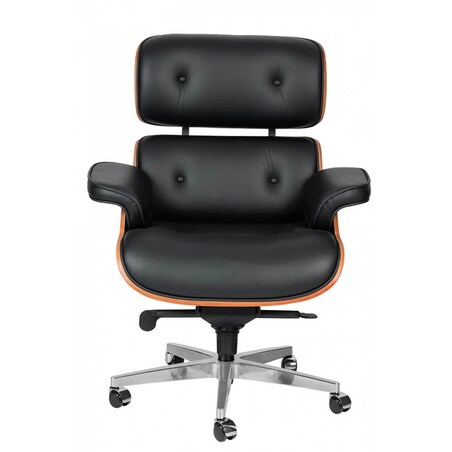 Biurowy fotel Lounge KH1501100106 King Home stal skóra orzech czarny