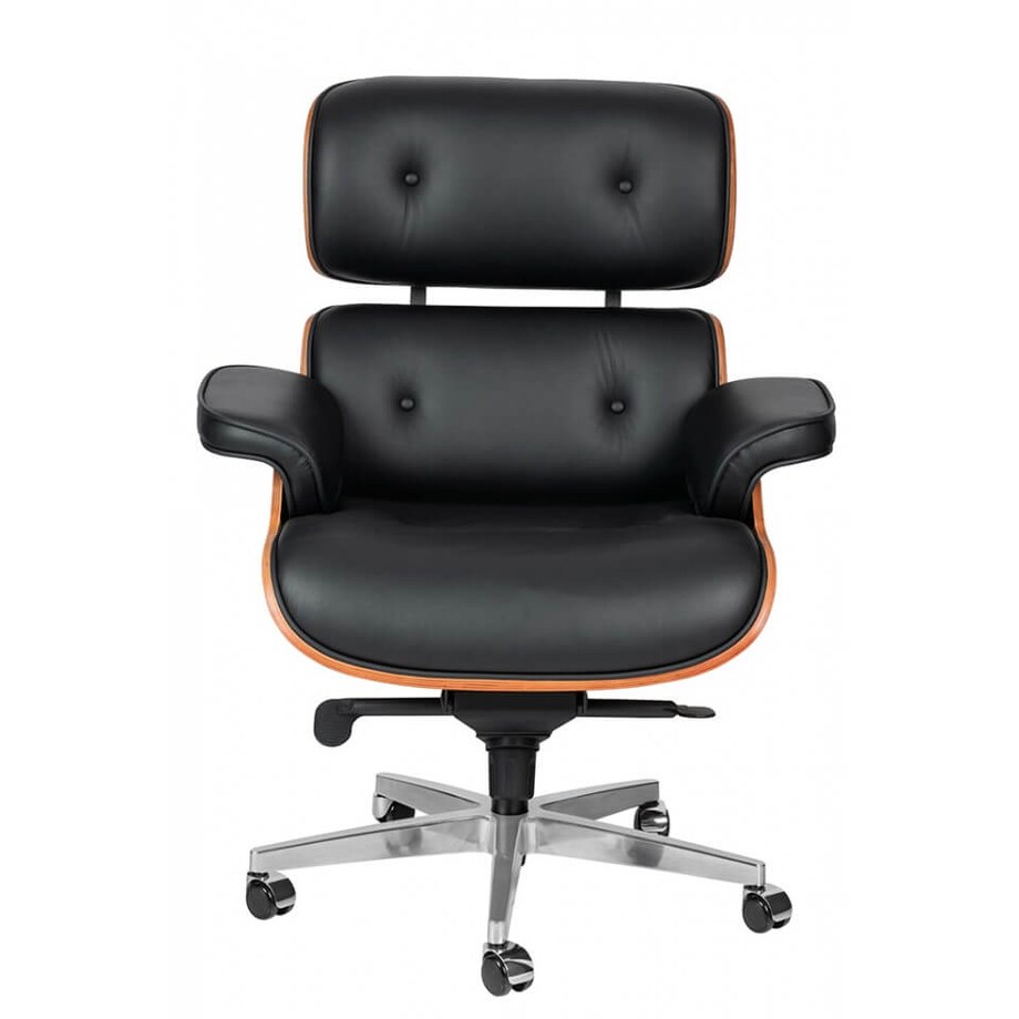 Biurowy fotel Lounge KH1501100106 King Home stal skóra orzech czarny