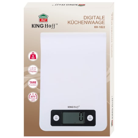 Elektroniczna waga kuchenna 1g 5kg na reling biała KINGHOFF