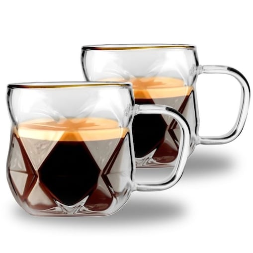 Komplet 2 filiżanki do espresso 120 ml ze złotym rantem Geo Gold 32118