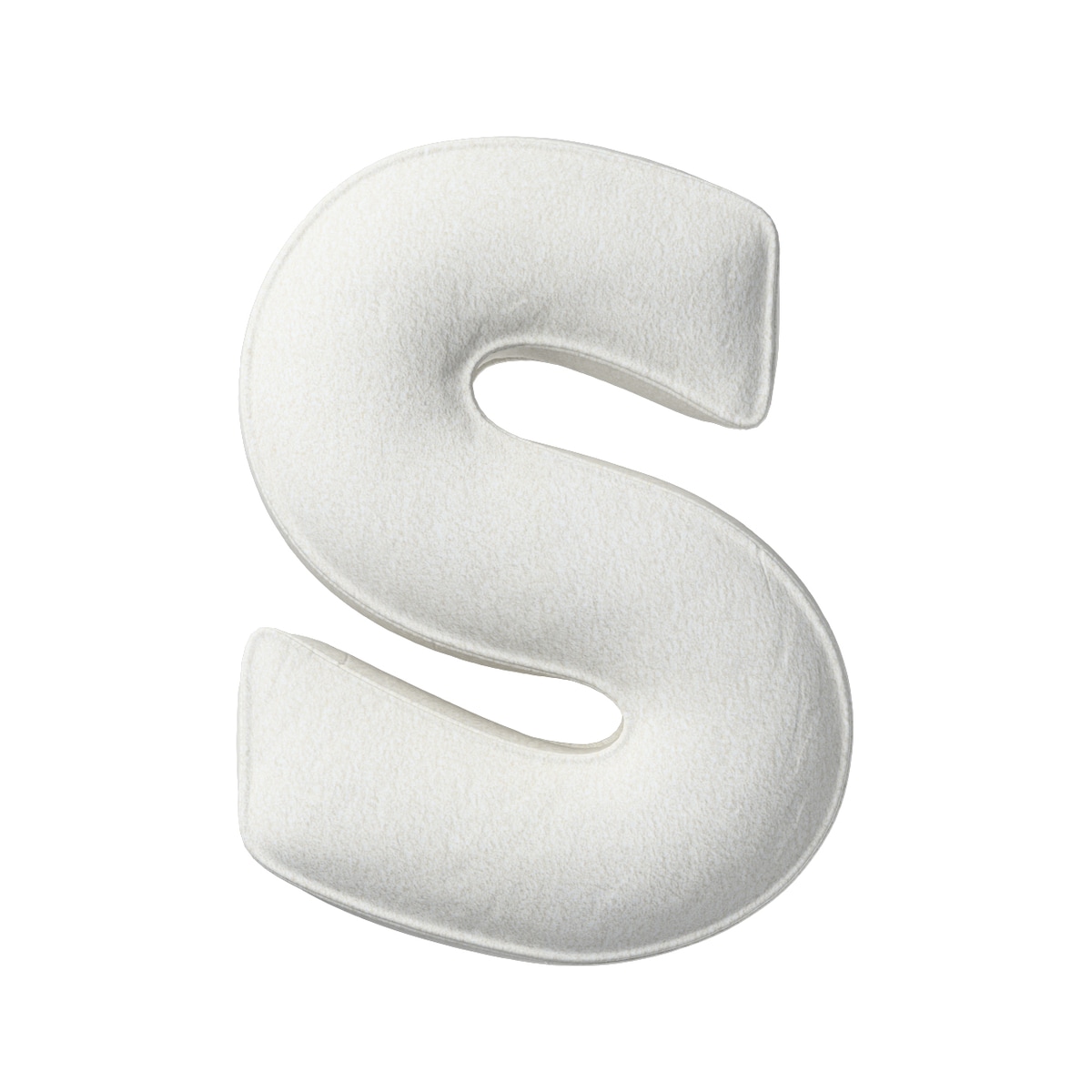 Poduszka literka S, biały, 35x40cm, Boucle