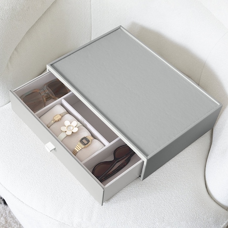 Szkatułka na biżuterię Stackers Pebble głęboka supersize kamienna szarość z szufladą