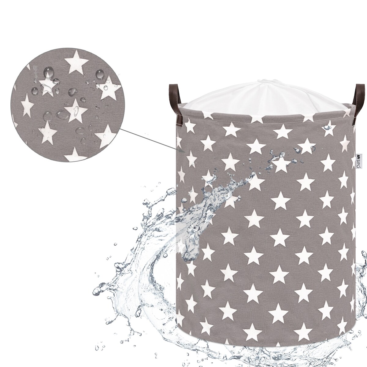 bawełniany kosz na zabawki sipo, zamykany na ściągacz, gwiazdy, xl