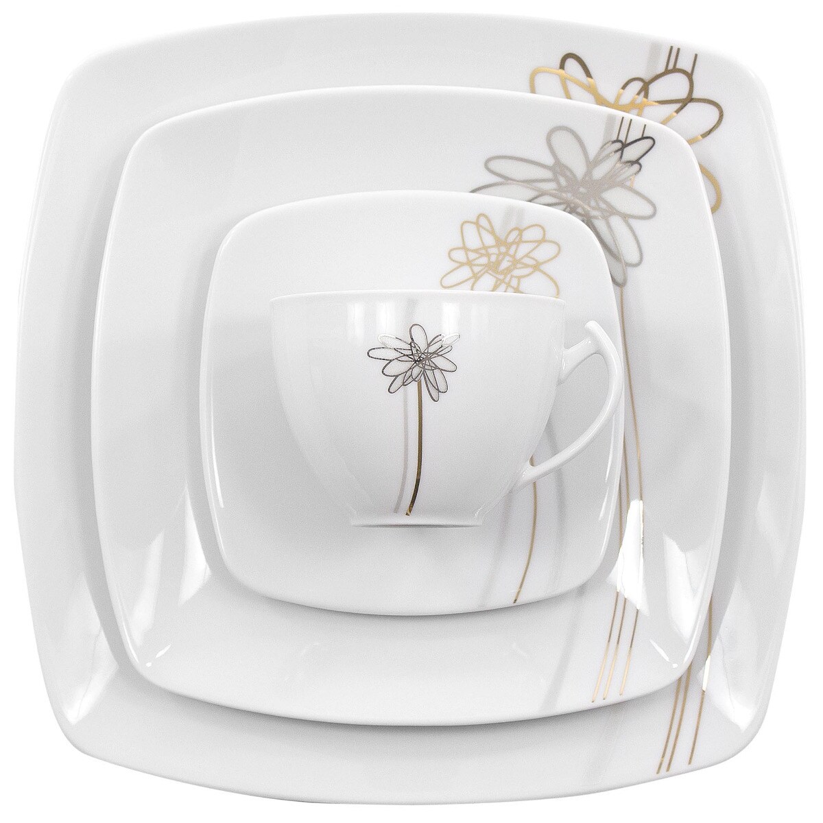 Garnitur do kawy dla 12 osób 39 el. Akcent Złoty Kwiat E525