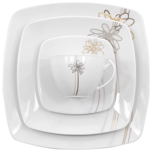 Garnitur do kawy dla 12 osób 39 el. Akcent Złoty Kwiat E525