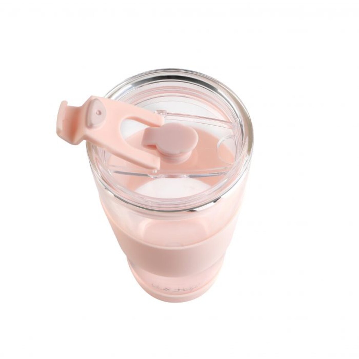 Kubek termiczny szklany ze słomką 600 ml różowy Fuori 30411