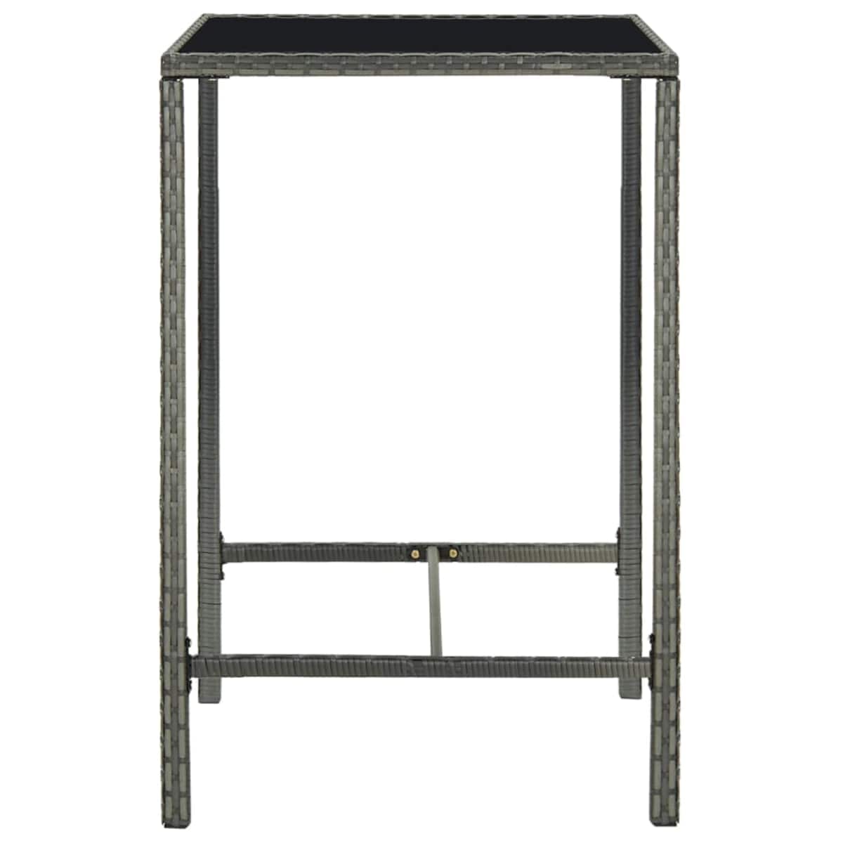 vidaXL Ogrodowy stolik barowy, szary, 70x70x110 cm, rattan PE i szkło