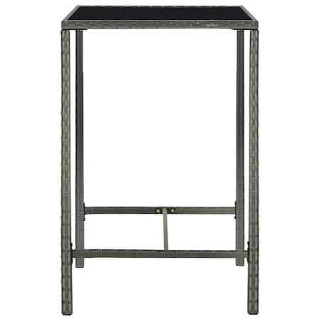 vidaXL Ogrodowy stolik barowy, szary, 70x70x110 cm, rattan PE i szkło