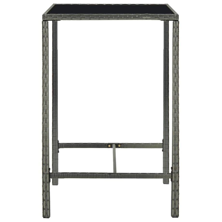 vidaXL Ogrodowy stolik barowy, szary, 70x70x110 cm, rattan PE i szkło