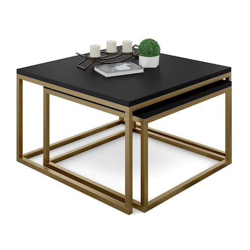 Stolik kawowy YOSHI 2w1 cm złoty mat czarny mat