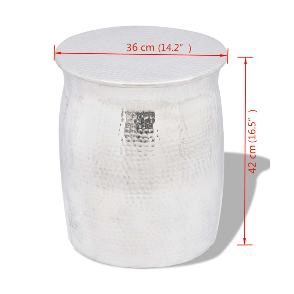 vidaXL Stolik kawowy/stołek z młotkowanego aluminium, kolor srebrny