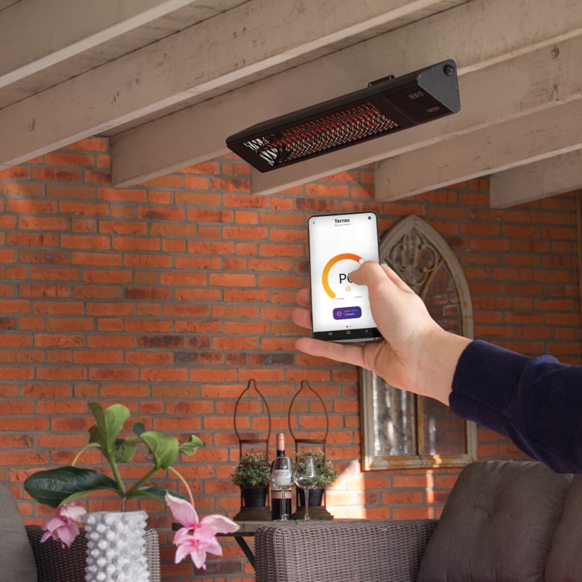 Sunred Grzejnik tarasowy ścienny Royal Diamond Smart Dark, 2500 W