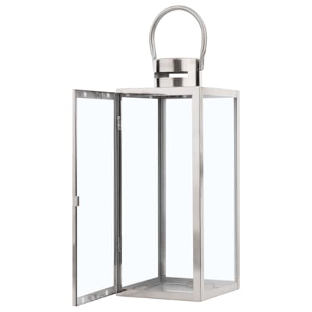 Lampion stalowy 34 cm srebrny CYPRUS