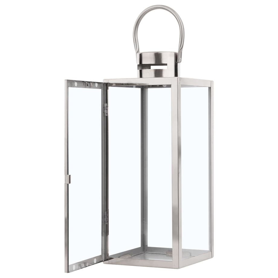 Lampion stalowy 34 cm srebrny CYPRUS