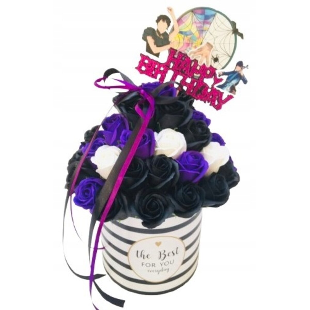 FLOWER BOX DUŻY kwiaty mydlane URODZINY z WEDNESDAY ADAMS prezent happy