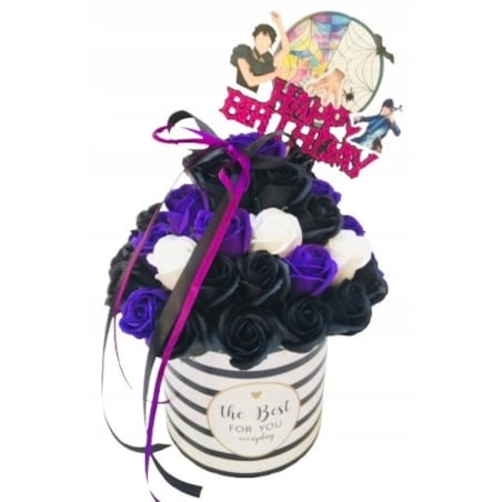 FLOWER BOX DUŻY kwiaty mydlane URODZINY z WEDNESDAY ADAMS prezent happy