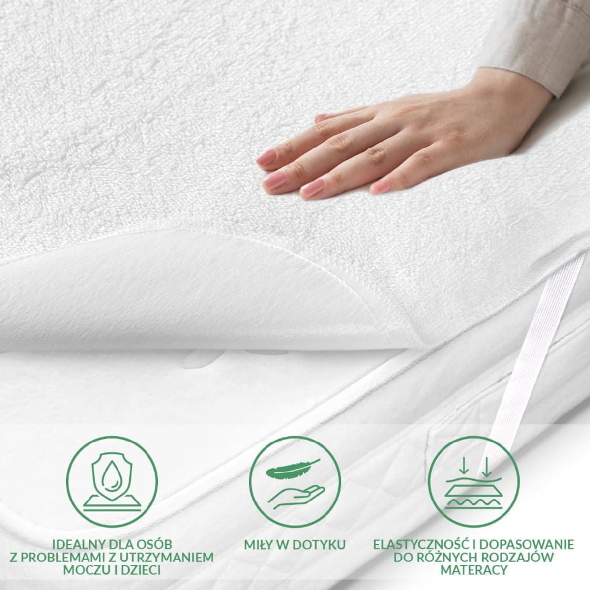 Ochraniacz na materac wodoodporny, rozmiar 110x200 Robson kolor biały