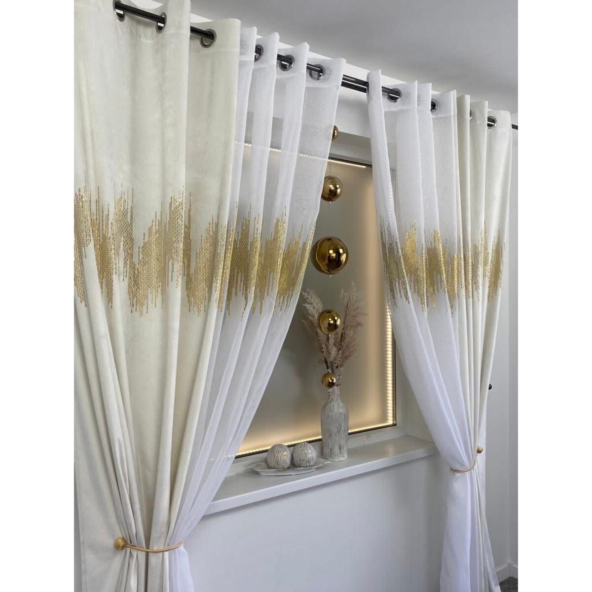 zasłona welurowa ecg gold 140x250 cm śmietanowa