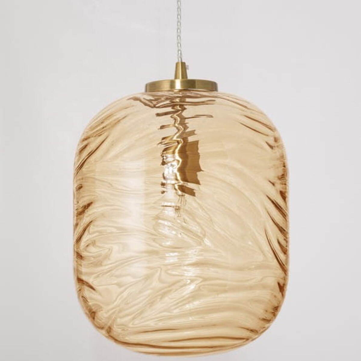 Wisząca LAMPA plisowana ARENAS LE41873 Luces Exclusivas loftowa OPRAWA okrągy ZWIS szklany beżowy brąz