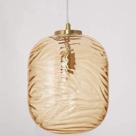 Wisząca LAMPA plisowana ARENAS LE41873 Luces Exclusivas loftowa OPRAWA okrągy ZWIS szklany beżowy brąz