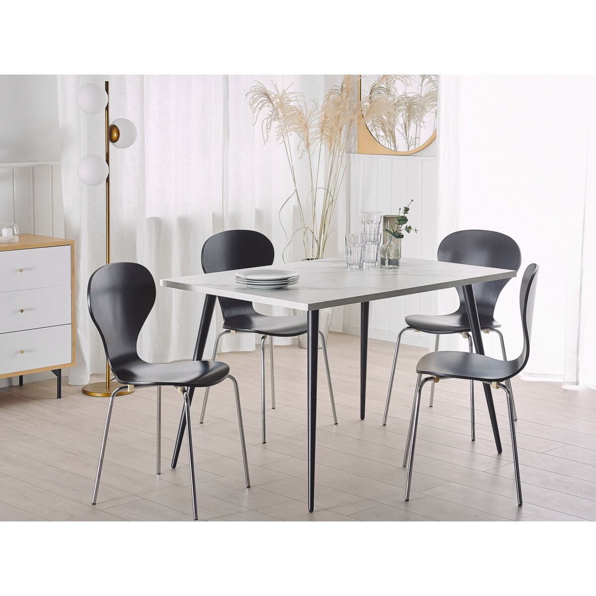 Stół do jadalni 120 x 80 cm efekt marmuru biało-czarny SANTIAGO