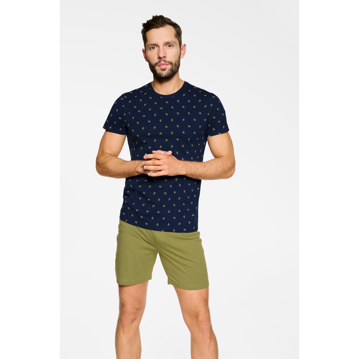 Piżama Needle 39730-59X Granatowo-Zielona Granatowo-Zielony, XXL