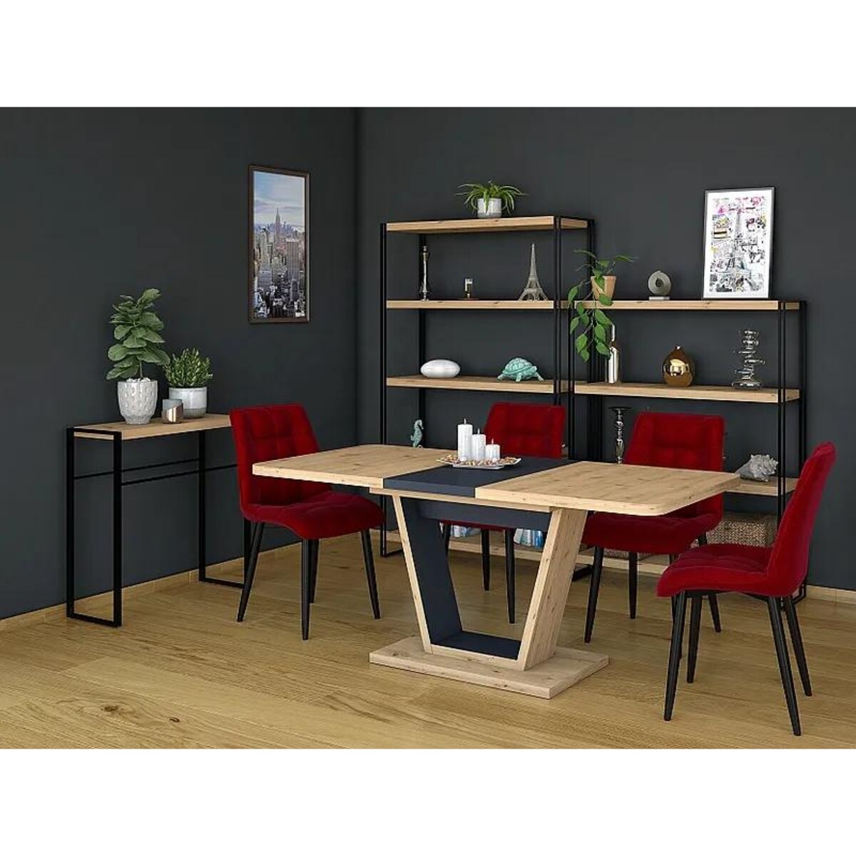 Stół rozkładany NIGEL 120(160)x80 dąb wotan/brązowy