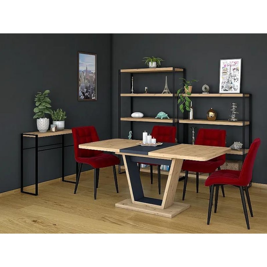 Stół rozkładany NIGEL 120(160)x80 dąb wotan/brązowy