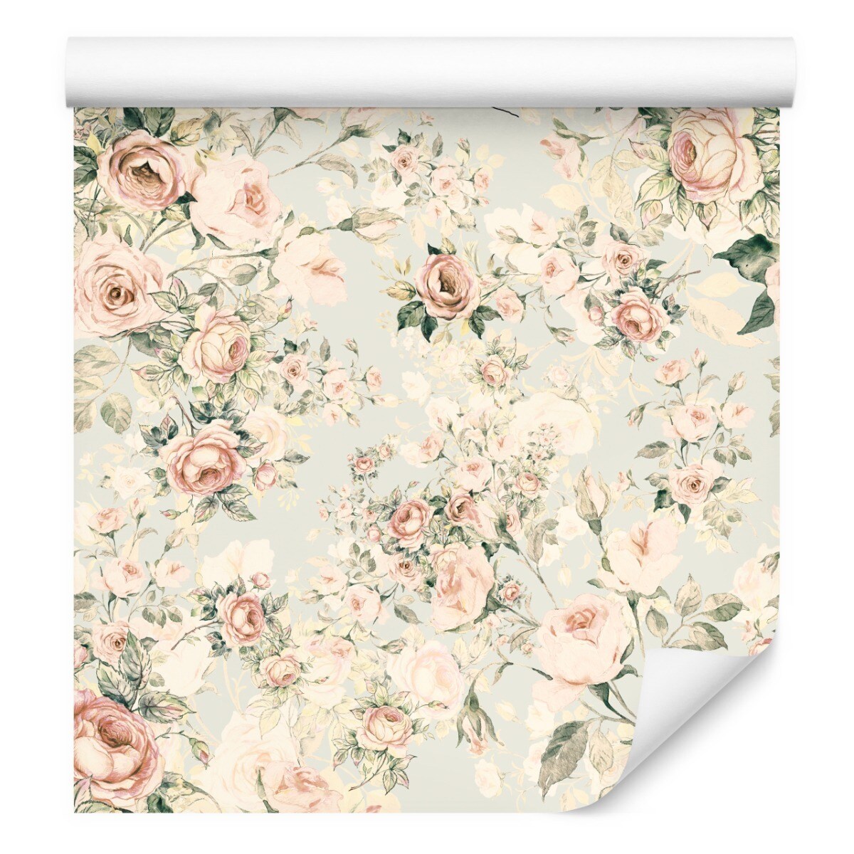 Tapeta Pastelowe RÓŻE Kwiaty Liście