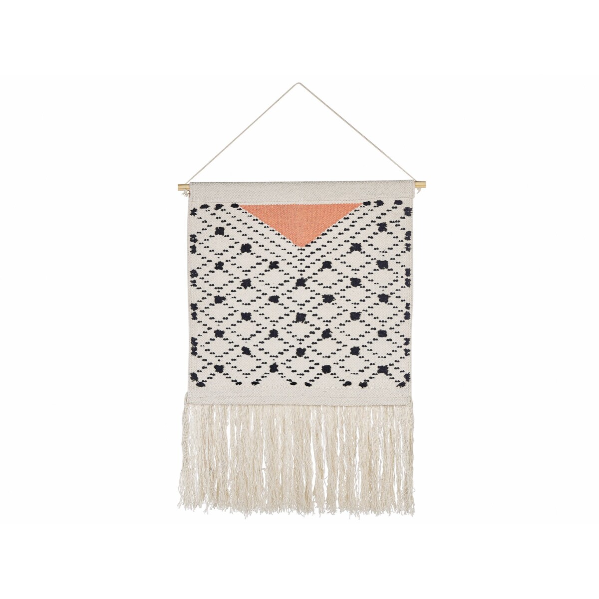 Dekoracja ścienna z frędzlami bawełniana czarno-pomarańczowa GOJRA