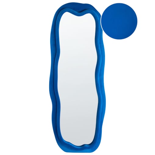 Lustro ścienne BEAUNE 56 cm 160 cm Welur Niebieski