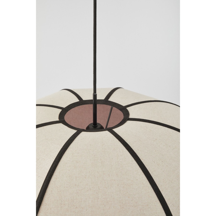 Lampa sufitowa lniana Patraix kremowo-czarna Ø70 cm