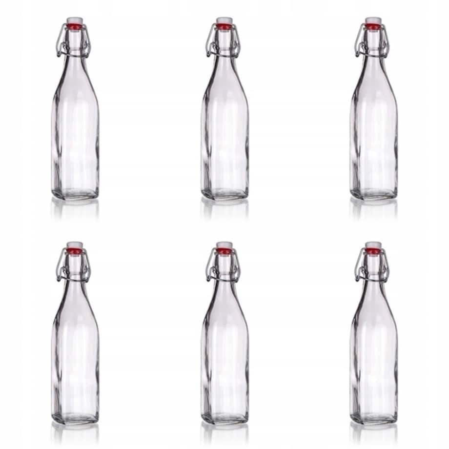 6x BUTELKA SZKLANA Z KORKIEM KLIPS 1 L SOKI BORMIOLI na alkohol nalewki
