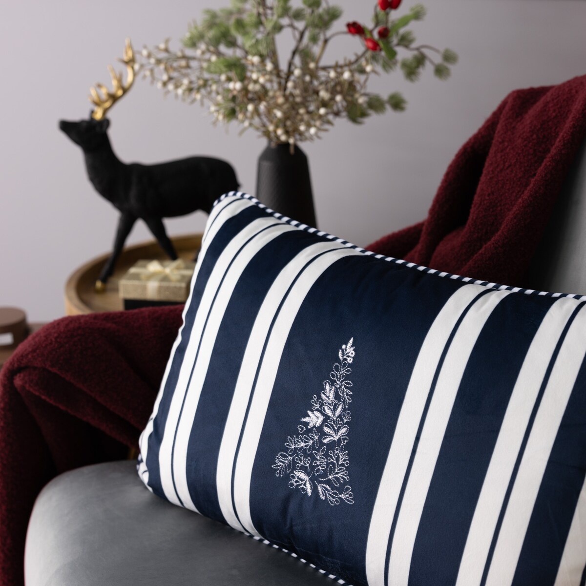 Poszewka na poduszkę Blue & White Noel 60x40 cm boże narodzenie, święta, świąteczne, granatowy, 60x40 cm