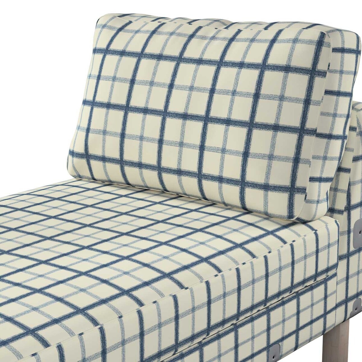 Pokrowiec na szezlong Karlstad dostawka, krótki, niebieska kratka tle ecru, 80 x 160 x 80 cm, Avinon