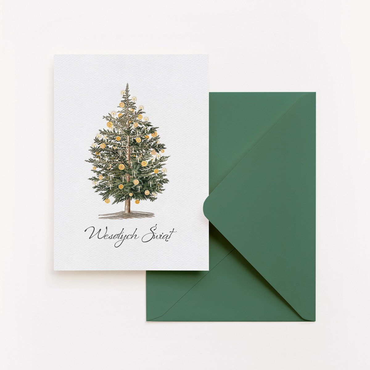 Zestaw Sześciu Kartek Świątecznych Choinka i Gałązka 12x17