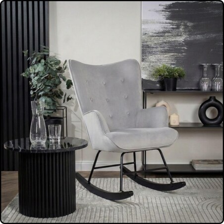 Fotel bujany tapicerowany welur wygodny wypoczynkowy uszak salon szary