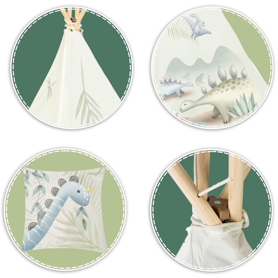 Tipi namiot dla dzieci teepee wigwam stabilizator dinozaur Nukido
